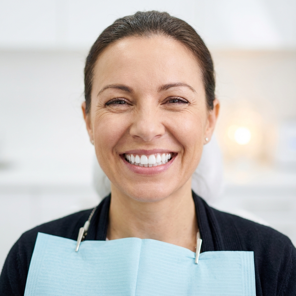 Paziente soddisfatto con un bellissimo sorriso